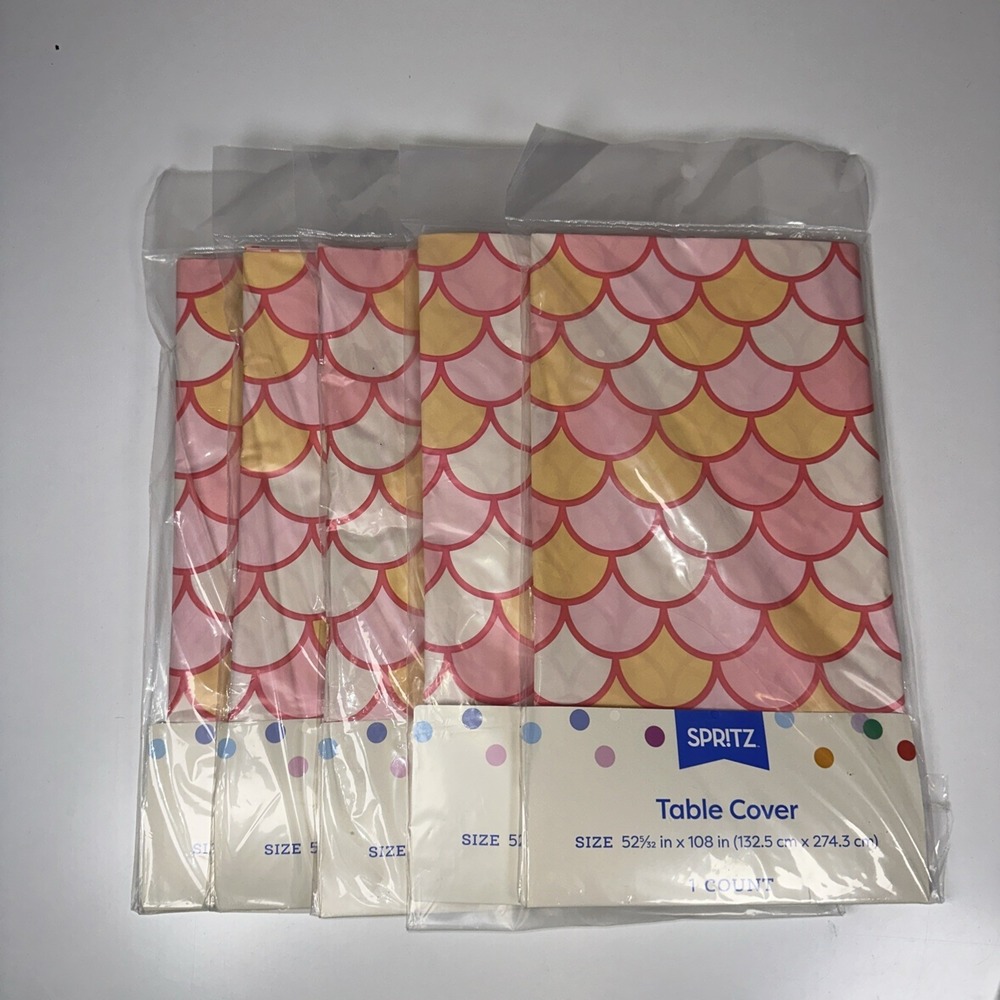 Five New Spritz Rectangular Tablecover/Backdrop Mermaid 52 X 108 Pink Scales